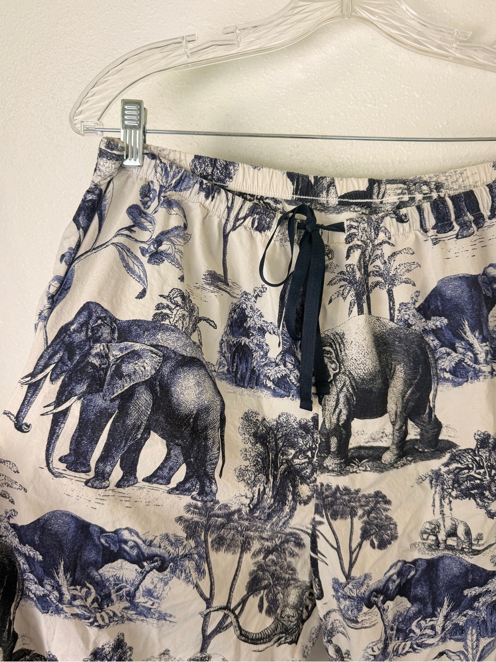 The Cat’s Pajama Elephant Print Pajama Pants in Navy and White Organic Cotton XL - Picture 3 of 5